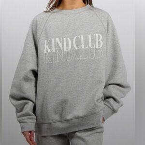 Brunette The Label, KIND CLUB oversized grey crew neck sweatshirt